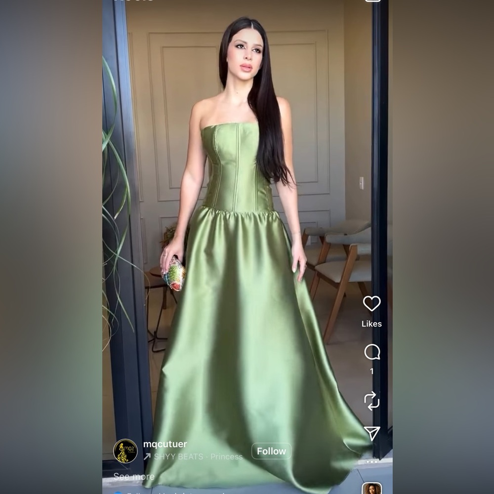 NWT Fashion Nova Strapless Satin Dress in Olive